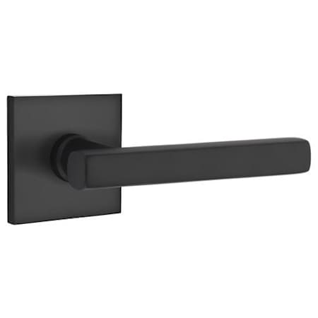 Emtek Freestone Right Handed Privacy Door Lever Set with Square Rose from the Urban Modern Collection Flat Black