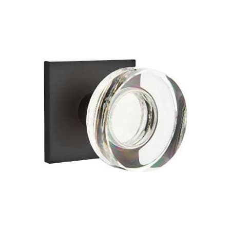 Emtek Modern Disc Privacy Door Knob Set with Square Rose from the Brass Modern Crystal Collection Flat Black