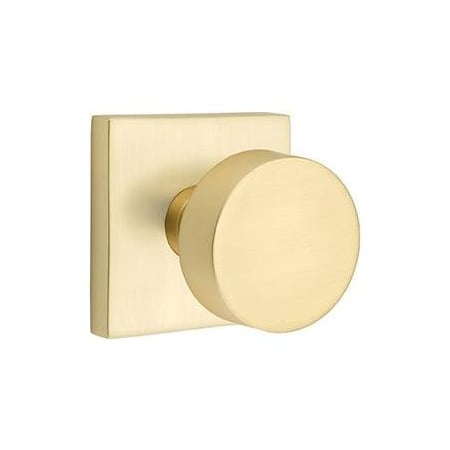 Emtek Round Knobset Privacy Door Knob Set with Square Rose Satin Brass