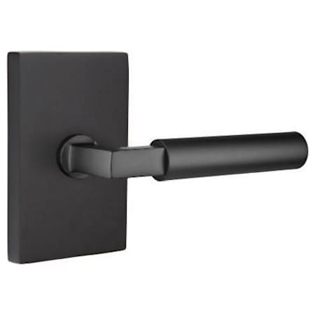 Emtek Hercules Right Handed Privacy Door Lever Set with Modern Rectangular Rose from the Brass Modern Collection Flat Black