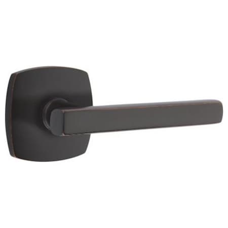 Emtek Freestone Right Handed Passage Door Lever Set with Urban Modern Rose from the Urban Modern Collection Oil Rubbed Bronze