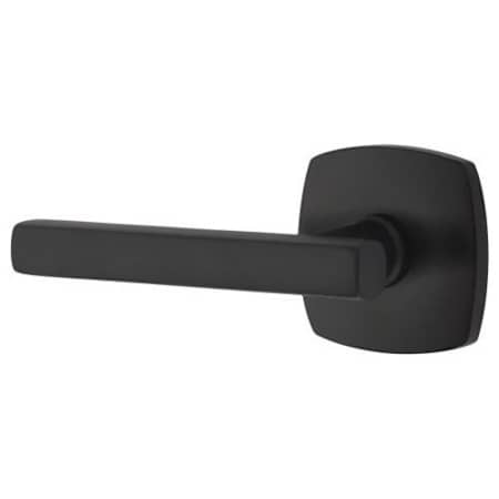 Emtek Freestone Left Handed Passage Door Lever Set with Urban Modern Rose from the Urban Modern Collection Flat Black