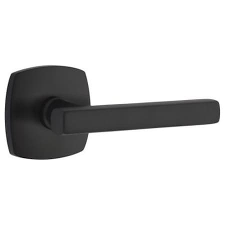 Emtek Freestone Right Handed Passage Door Lever Set with Urban Modern Rose from the Urban Modern Collection Flat Black