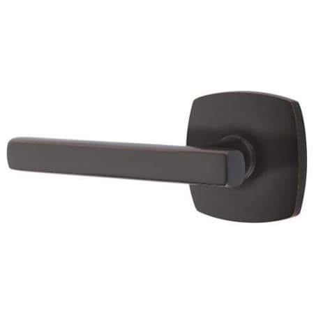 Emtek Freestone Left Handed Privacy Door Lever Set with Urban Modern Rose from the Urban Modern Collection Oil Rubbed Bronze