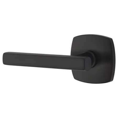 Emtek Freestone Left Handed Privacy Door Lever Set with Urban Modern Rose from the Urban Modern Collection Flat Black