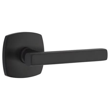 Emtek Freestone Right Handed Privacy Door Lever Set with Urban Modern Rose from the Urban Modern Collection Flat Black