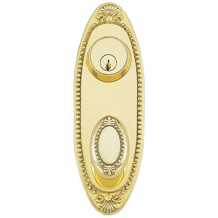 Emtek 3-5/8" Center to Center Oval Beaded Sideplate Designer Brass Double Cylinder Entry Set Polished Brass