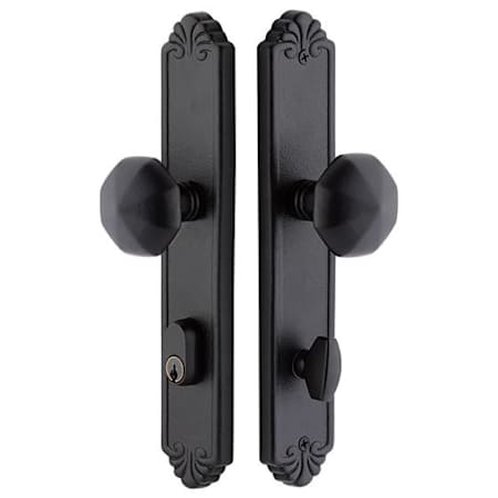 Emtek 10 Inch Stretto Bronze Dummy Sideplate Entry Set with Dummy Cylinder from the Lost Wax Collection Flat Black