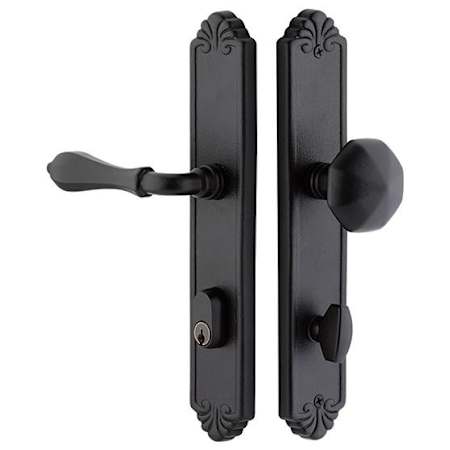 Emtek 10 Inch Stretto Bronze Single Cylinder Keyed Sideplate Entry Set from the Lost Wax Collection Flat Black