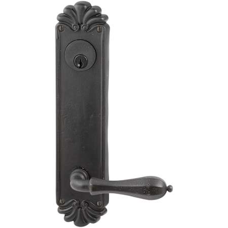 Emtek 5-1/2" Center to Center #16 Style Sideplate Tuscany Bronze Single Cylinder Entry Set Flat Black