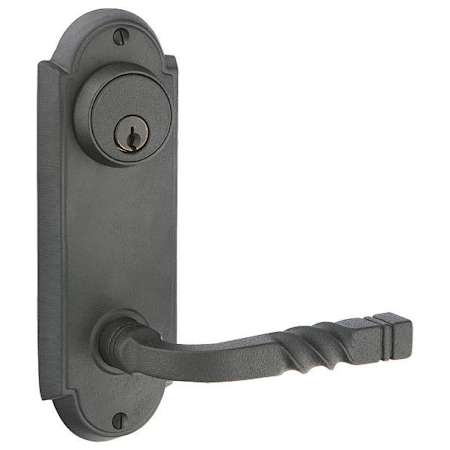 Emtek 3-5/8" Center to Center #5 Style Sideplate Wrought Steel Double Cylinder Entry Set Flat Black