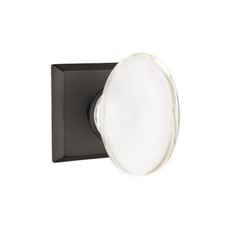 Emtek Hampton Glass Reversible Non-Turning Two-Sided Dummy Door Knob Set from the Rustic Modern Bronze Collection Flat Black