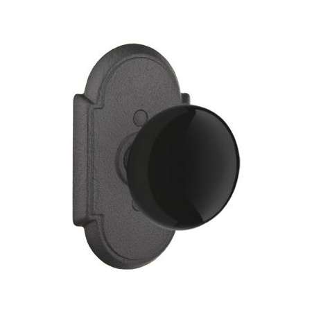 Emtek Madison Reversible Non-Turning Two-Sided Dummy Door Knob Set from the Wrought Steel Collection Flat Black