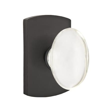 Emtek Hampton Glass Passage Door Knob Set from the Rustic Modern Bronze Collection Flat Black