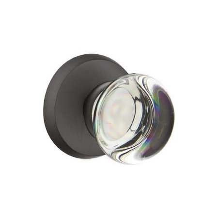 Emtek Providence Crystal Passage Door Knob with Sandcast Bronze Rosette Flat Black