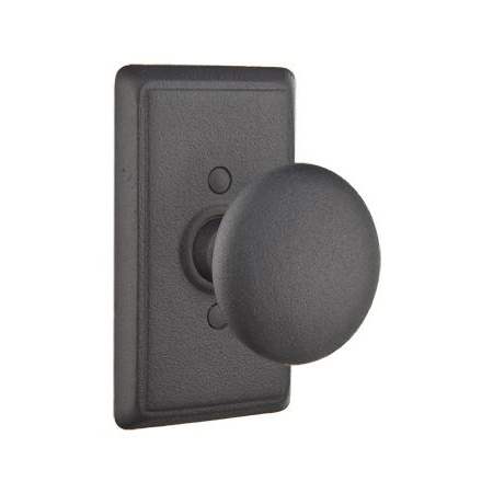 Emtek Jamestown Wrought Steel Privacy Knobset Flat Black