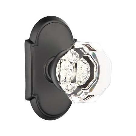Emtek Old Town Crystal Privacy Knobset from the Sandcast Bronze Collection Flat Black