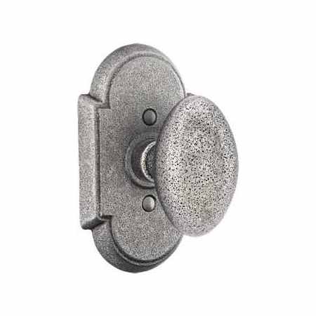 Emtek Savannah Egg Wrought Steel Privacy Knobset Satin Steel