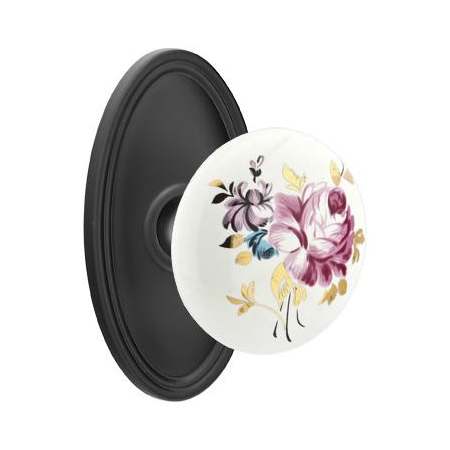 Emtek Devonshire Reversible Non-Turning Two-Sided Dummy Door Knob Set from the Porcelain Collection Flat Black