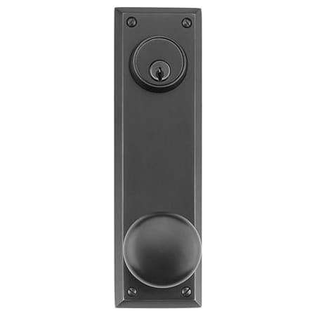 Emtek Quincy Sideplate Single Cylinder Keyed Entry Door Knob or Lever Set with 3-5/8 Inch Center to Center Flat Black