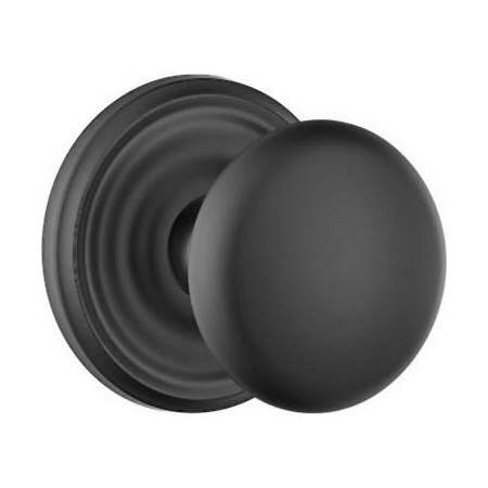 Emtek Providence Passage Door Knob Set with Regular Rose from the Brass Classic Collection Flat Black
