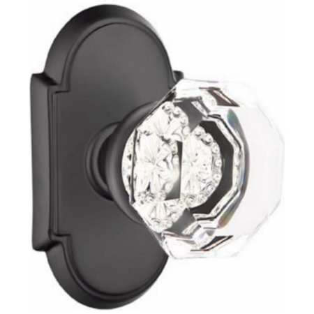 Emtek Old Town Passage Door Knob Set with Type 8 Rose from the Crystal Collection Flat Black