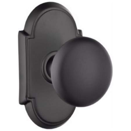Emtek Providence Passage Door Knob Set with Type 8 Rose from the Classic Brass Collection Flat Black