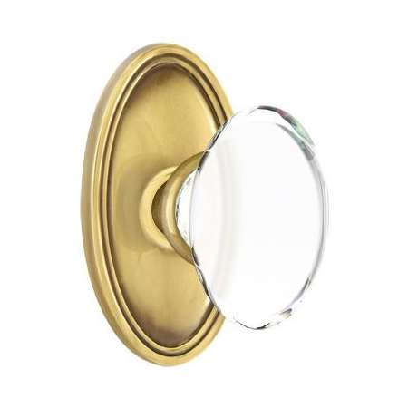 Emtek Hampton Glass Passage Knobset with Brass Rosette French Antique