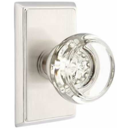 Emtek Georgetown Passage Knob with Rectangular Rosette Satin Nickel