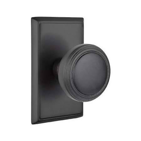 Emtek Norwich Passage Door Knob Set with Rectangular Rose from the Brass Classic Collection Flat Black