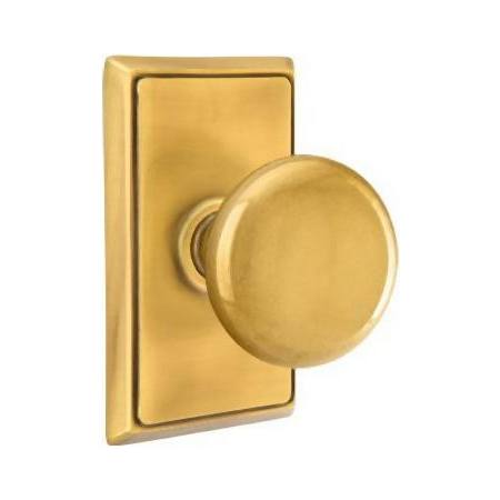 Emtek Providence Passage Door Knob Set with Rectangular Rose from the Brass Classic Collection French Antique