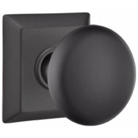 Emtek Providence Passage Door Knob Set with Quincy Rose from the Classic Brass Collection Flat Black