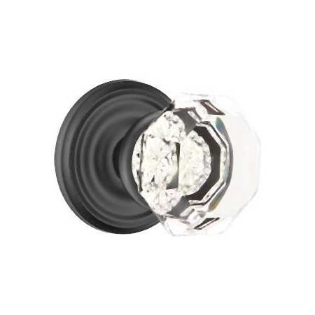 Emtek Old Town Privacy Door Knob Set with Regular Rose from the Brass Crystal Collection Flat Black