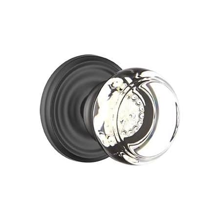 Emtek Georgetown Crystal Privacy Knobset with Brass Rosette Flat Black