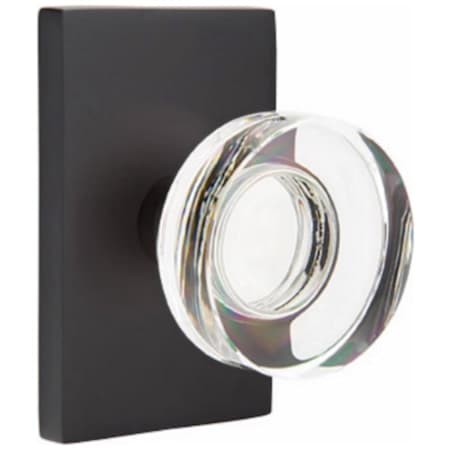 Emtek Modern Disc Privacy Door Knob Set with Rectangular Rose from the Brass Modern Collection Flat Black
