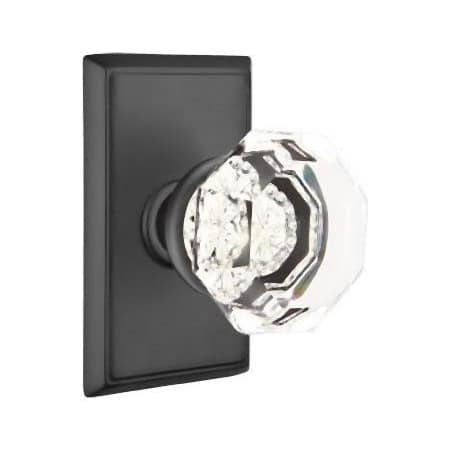 Emtek Old Town Privacy Door Knob Set with Rectangular Rose from the Brass Crystal Collection Flat Black