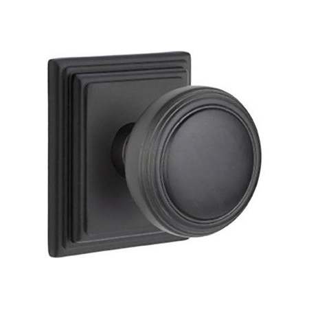 Emtek Norwich Privacy Door Knob Set with Wilshire Rose from the Brass Classic Collection Flat Black