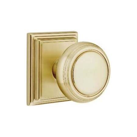 Emtek Norwich Privacy Door Knob Set with Wilshire Rose from the Brass Classic Collection Satin Brass