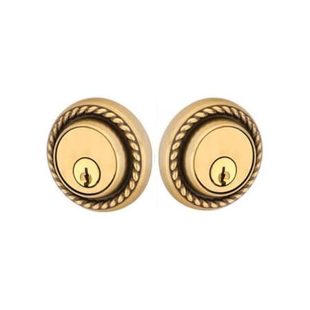 Emtek Rope Style Designer Brass Double Cylinder Deadbolt French Antique