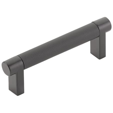 Emtek Knurled 3-1/2 Inch Center to Center Bar Cabinet Pull with Rectangular Stem from the SELECT Collection Flat Black / Flat Black Stem