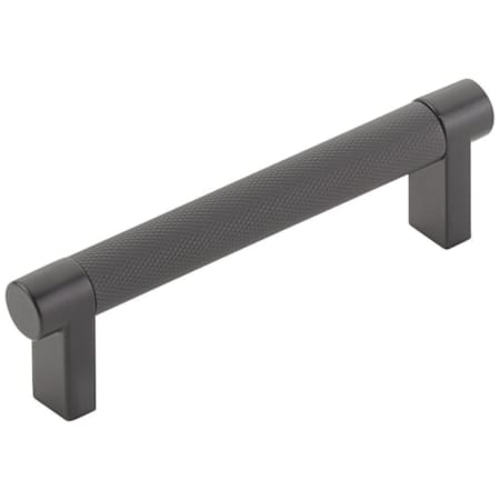 Emtek Knurled 4 Inch Center to Center Bar Cabinet Pull with Rectangular Stem from the SELECT Collection Flat Black / Flat Black Stem