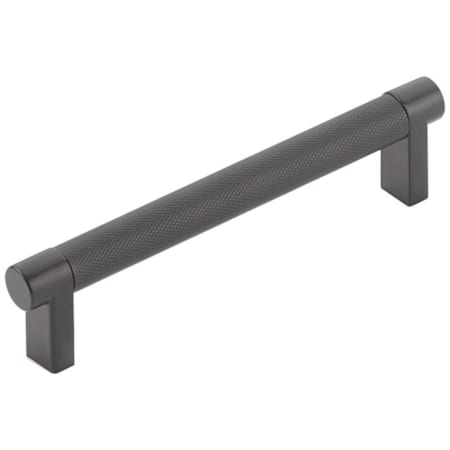Emtek Knurled 5 Inch Center to Center Bar Cabinet Pull with Rectangular Stem from the SELECT Collection Flat Black / Flat Black Stem