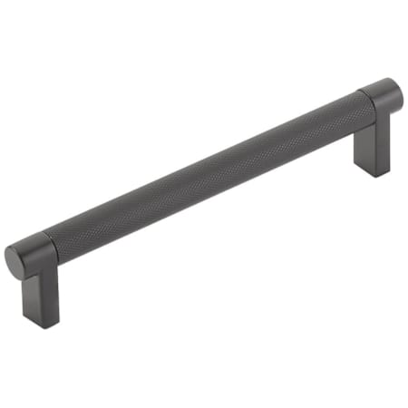 Emtek Knurled 6 Inch Center to Center Bar Cabinet Pull with Rectangular Stem from the SELECT Collection Flat Black / Flat Black Stem