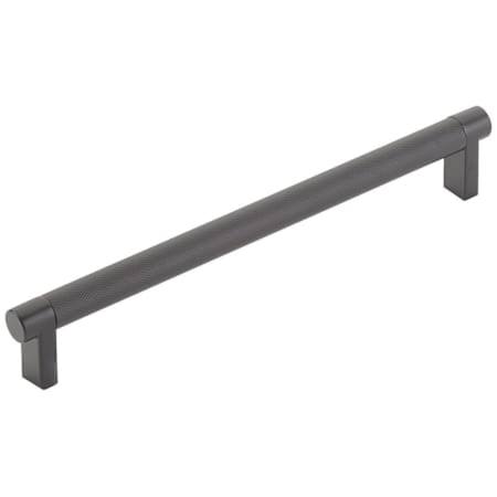 Emtek Knurled 8 Inch Center to Center Bar Cabinet Pull with Rectangular Stem from the SELECT Collection Flat Black / Flat Black Stem