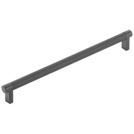 Emtek Knurled 10 Inch Center to Center Bar Cabinet Pull with Rectangular Stem from the SELECT Collection Flat Black / Flat Black Stem