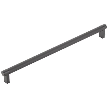 Emtek Knurled 12 Inch Center to Center Bar Cabinet Pull with Rectangular Stem from the SELECT Collection Flat Black / Flat Black Stem