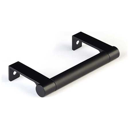 Emtek Smooth 3-3/4 Inch Center to Center Handle Cabinet Pull with Round Edge Stem from the SELECT Collection Flat Black / Flat Black Stem