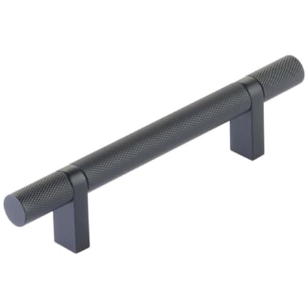 Emtek Knurled 4 Inch Center to Center Bar Cabinet Pull with Rectangular Bar Stem from the SELECT Collection Flat Black / Flat Black Stem