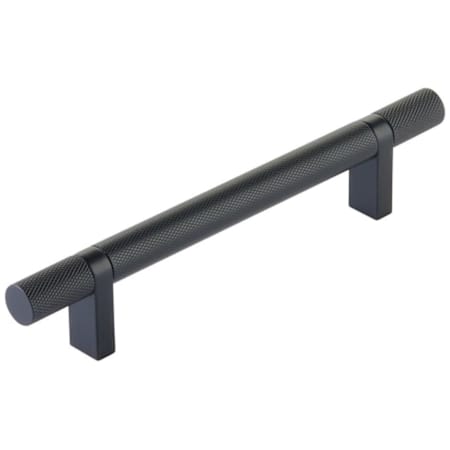 Emtek Knurled 5 Inch Center to Center Bar Cabinet Pull with Rectangular Bar Stem from the SELECT Collection Flat Black / Flat Black Stem