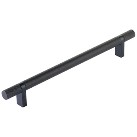 Emtek Knurled 8 Inch Center to Center Bar Cabinet Pull with Rectangular Bar Stem from the SELECT Collection Flat Black / Flat Black Stem